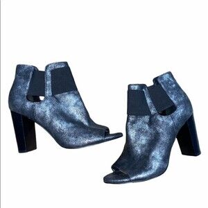 Kaari Blue Jade metallic open toed booties size 6 1/2